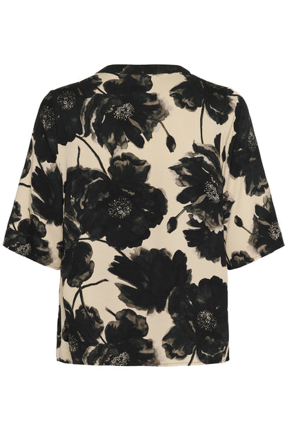 Culture CUrachel Elitha SS Blouse Black/Offwhite Flower