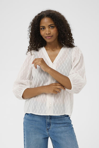 Kaffe Clothing KAgabriela V-neck Shirt Chalk