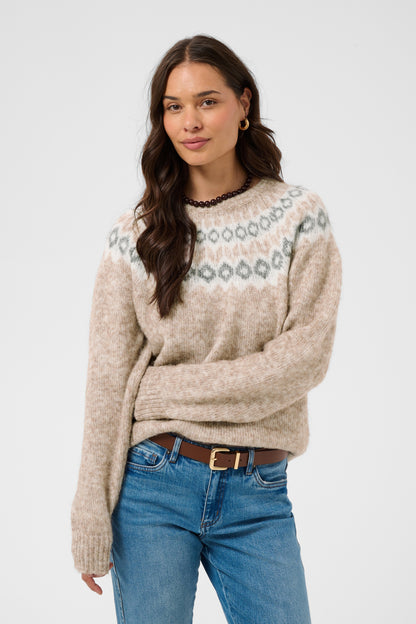 Kaffe KAberta Pullover Beige Melange/Grey/Chalk