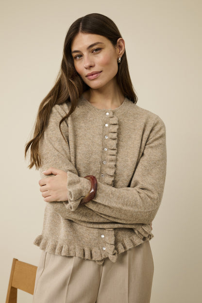 Culture CUjulietta Frill Cardigan Dune Melange