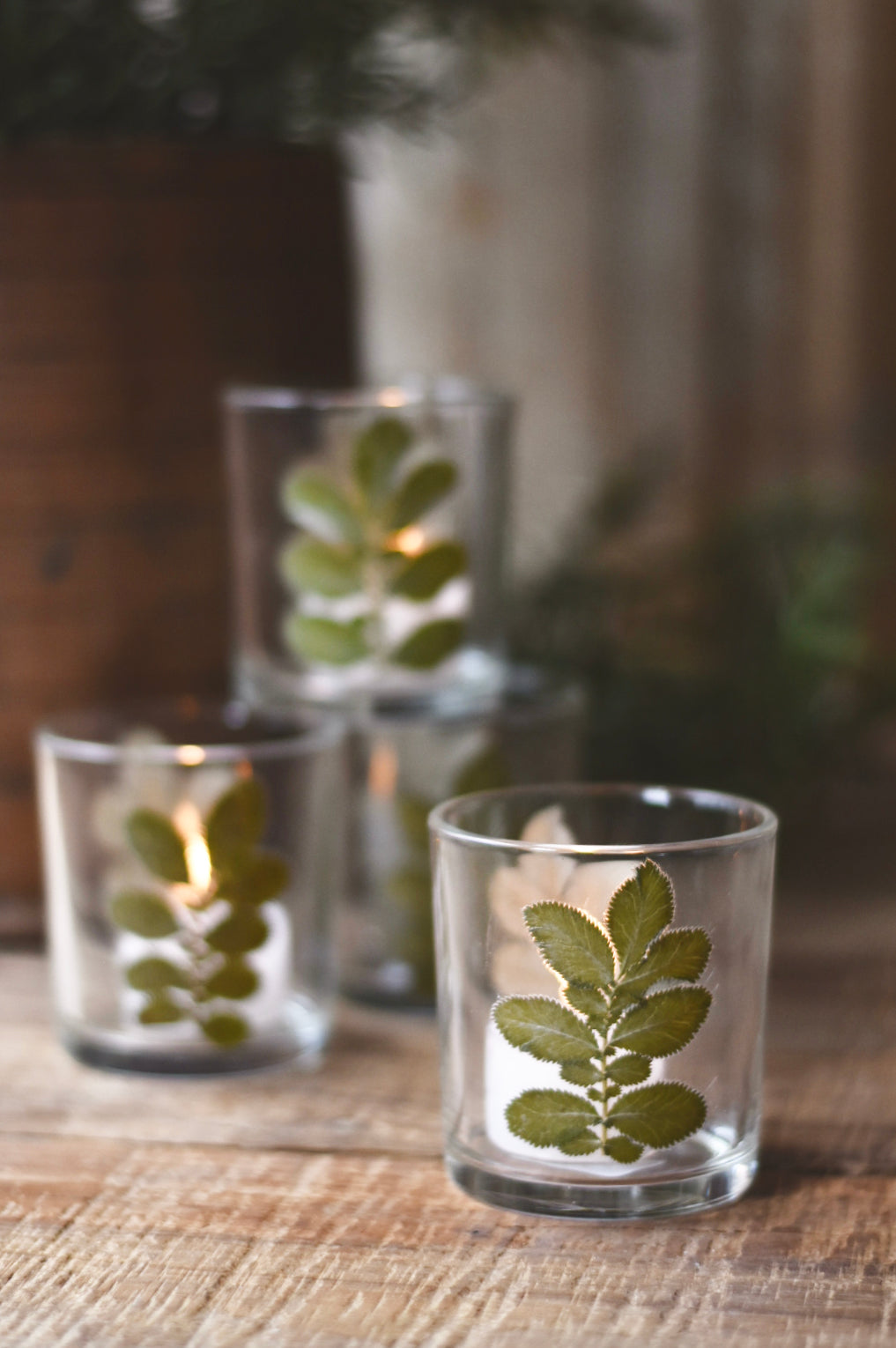 Trend Design Lysglass Botanikk 7x8 cm grønt blad