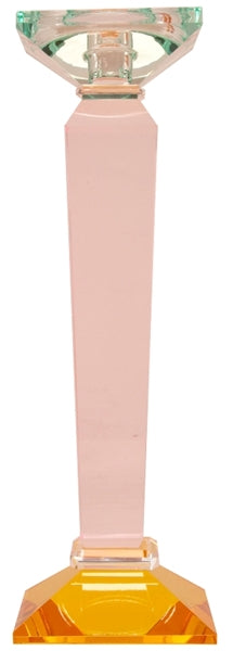 Krystal Lysestake Gul/Pink/Lys Mint, 30x10x10 cm