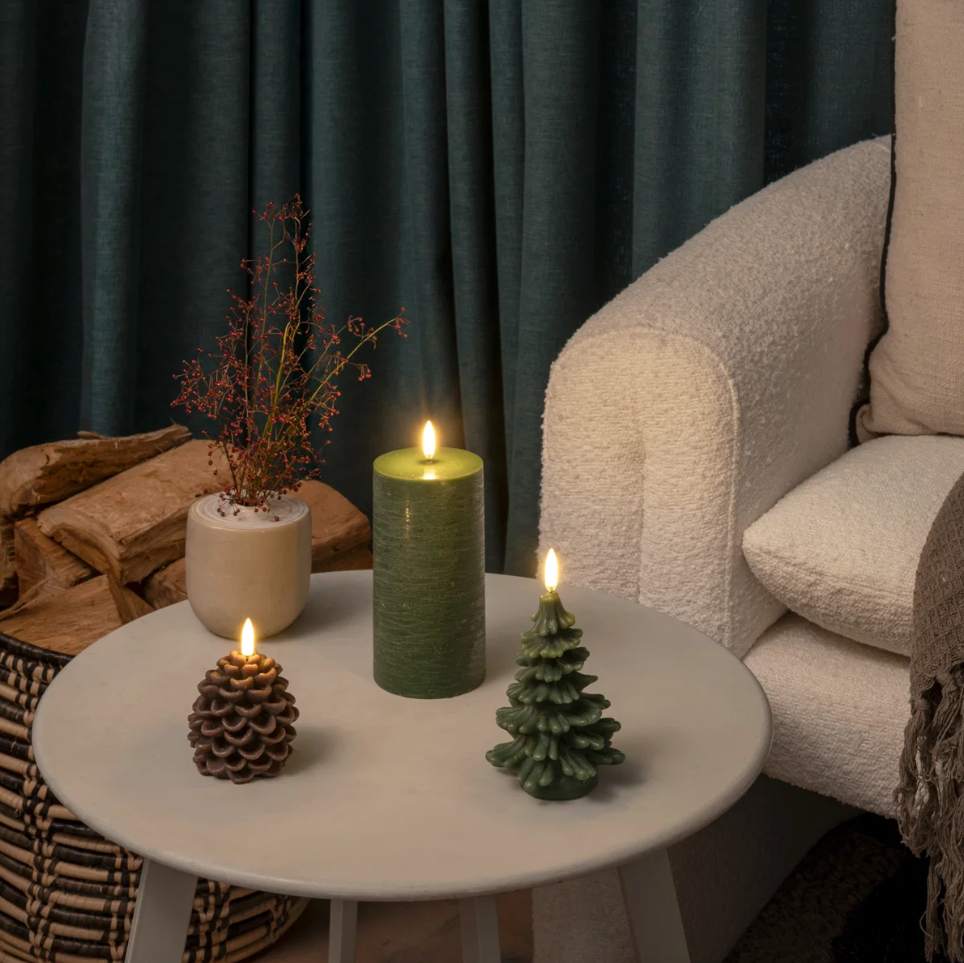 Uyuni LED candle Pine cone, Brown, Smooth, 7x7 cm