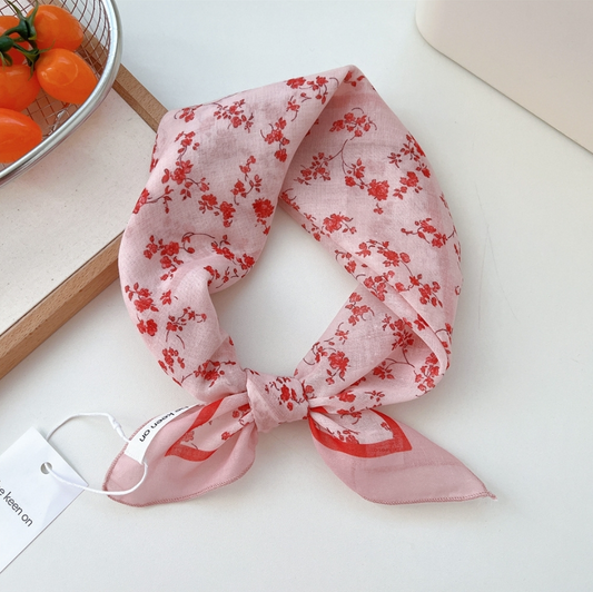 Skjerf Bandanas - Rødt/rosa Blomstrete