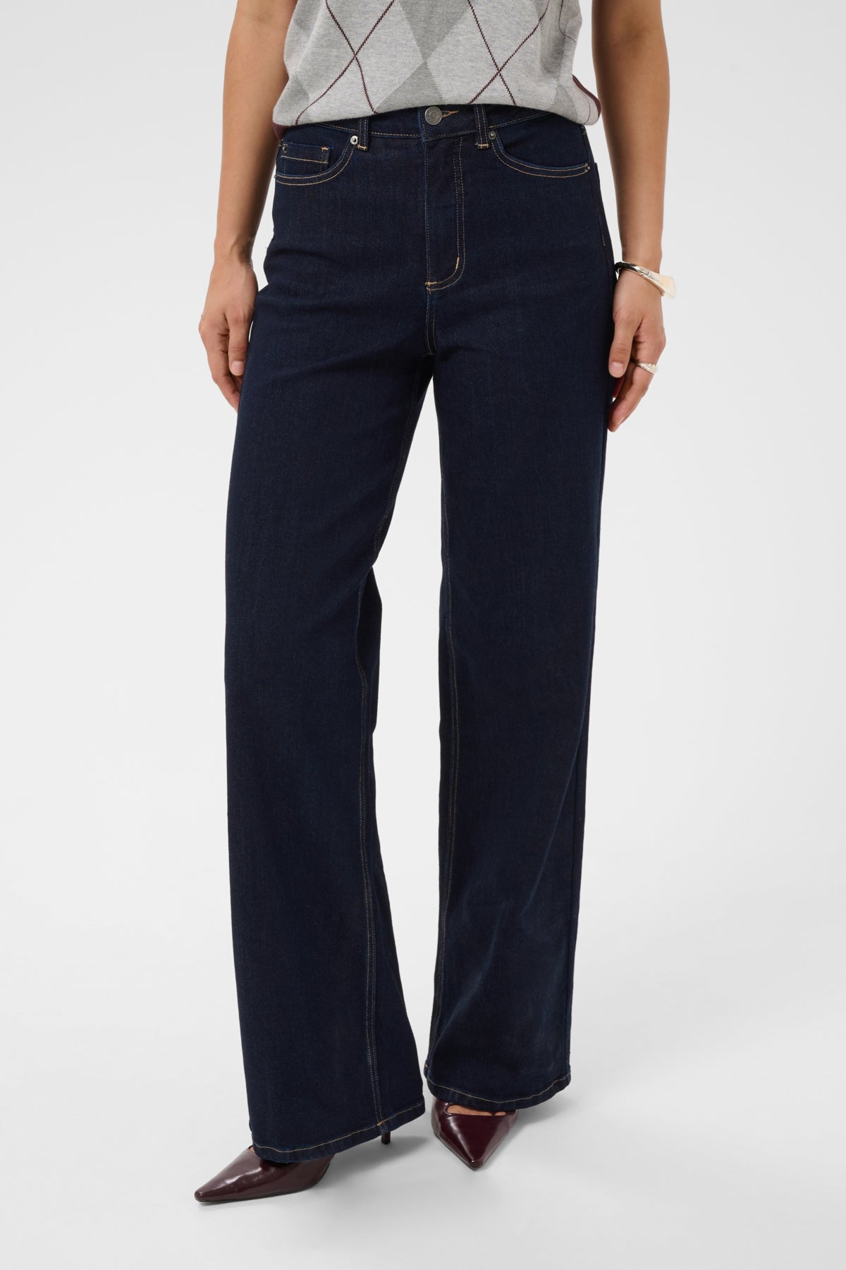 Kaffe Clothing KAmeadow HW Reg Fit Jeans Dark Blue Unwashed Denim 30 tommer