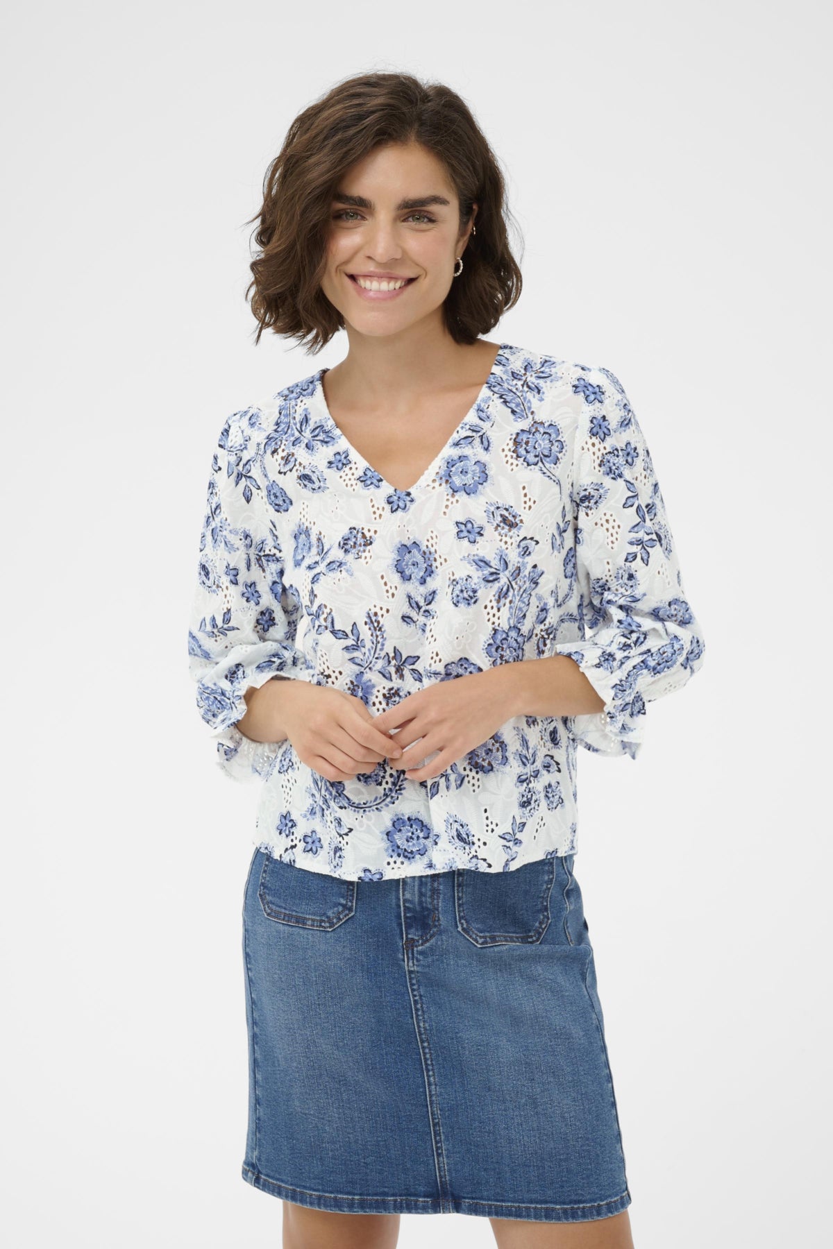 Kaffe Clothing KAluisa Blouse - Chalk Midnight Flower