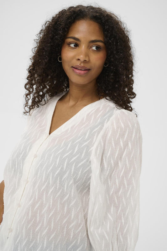 Kaffe Clothing KAgabriela V-neck Shirt Chalk