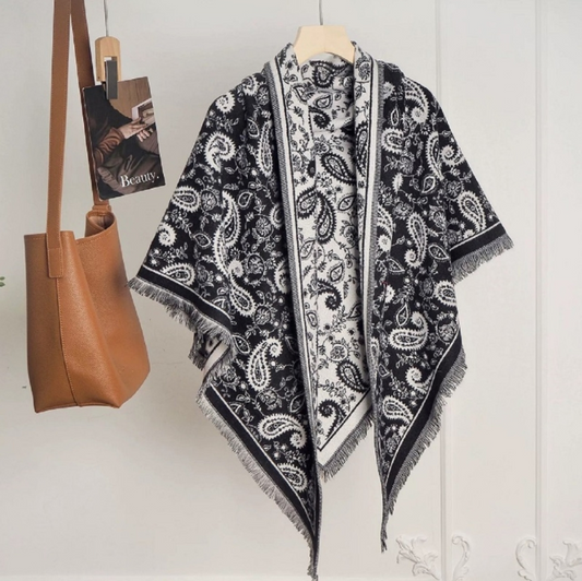 Skjerf Nepal Rag Sort/Hvit