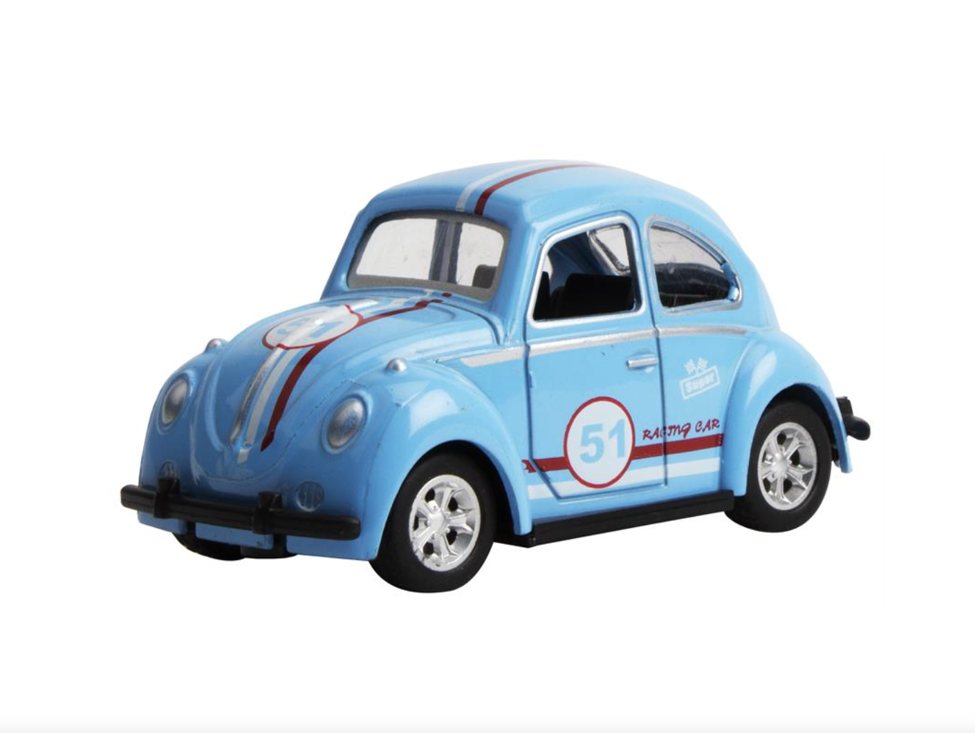 VW Boble Herbie med trykk og pull-back, 6 assorterte farger