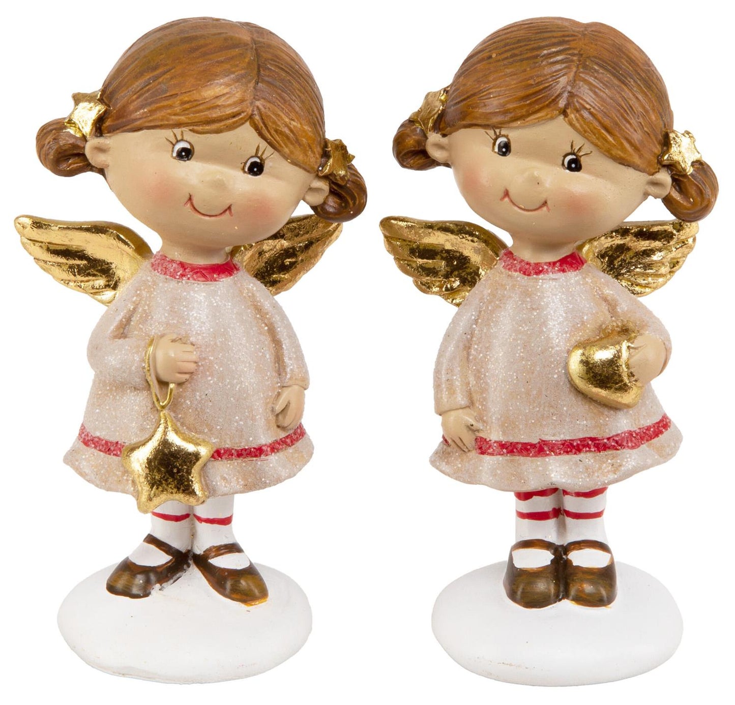 Engel Jente Beige M/rødt h:8,5cm 2ass