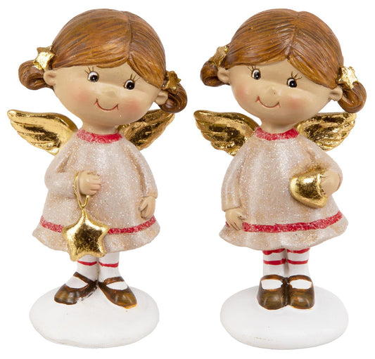 Engel Jente Beige M/rødt h:8,5cm 2ass