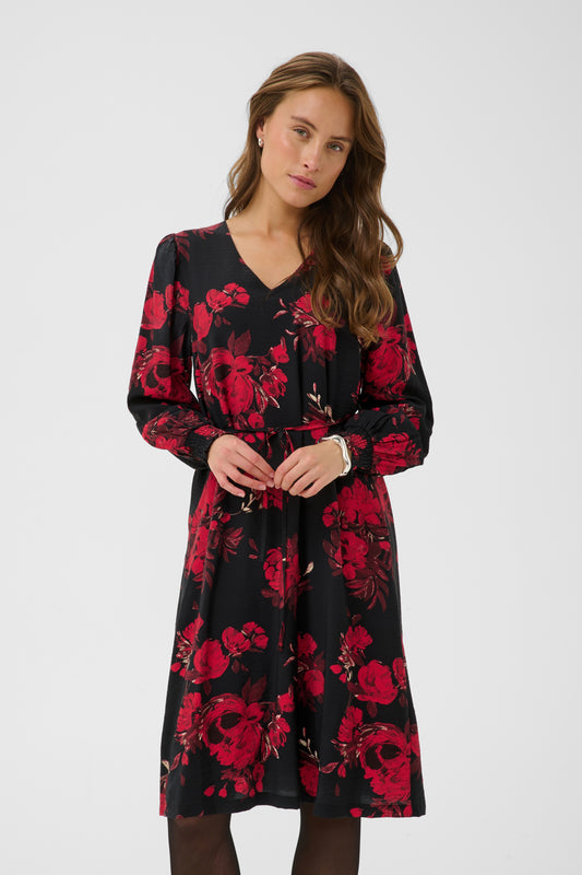 Kaffe Clothing KAlpamela Dress Black/Red Flower