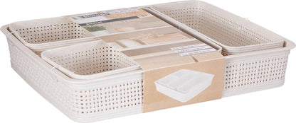 Kurv sand vevd design PP 5 stk i sett