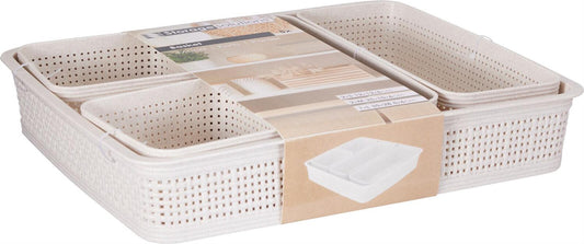 Kurv sand vevd design PP 5 stk i sett