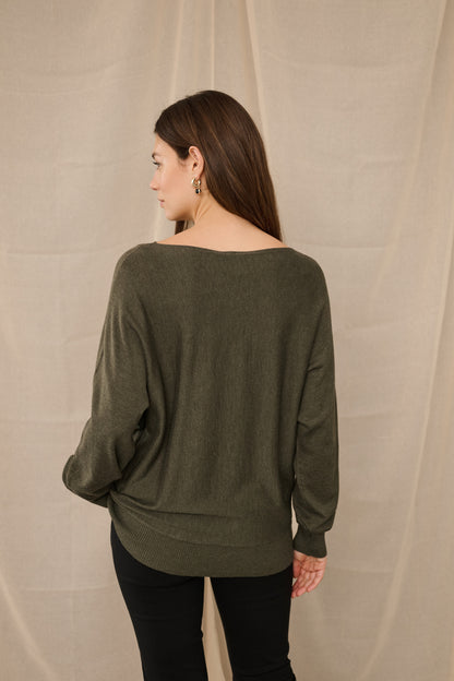 Culture CUannemarie Batwing Jumper Olive Night Melange