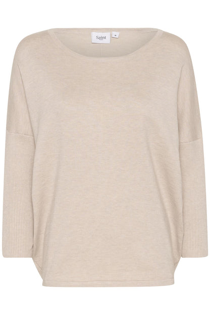 Saint Tropez MilaSZ R-Neck Pullover Gray Morn Melange