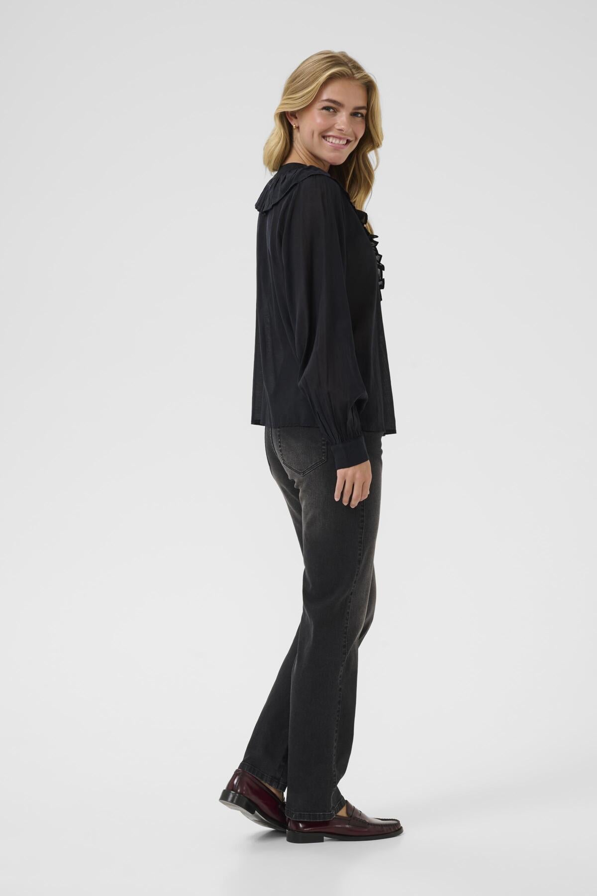 Kaffe Clothing KAlane Frill Blouse Black Deep