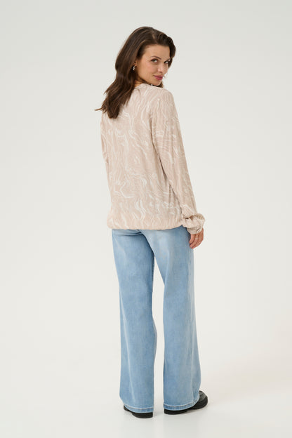 Kaffe Clothing KAditte Blouse Feather Gray/Chalk Print