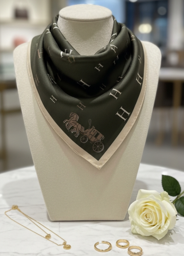 Silkeskjerf Bandanas - Armygrønn "H"