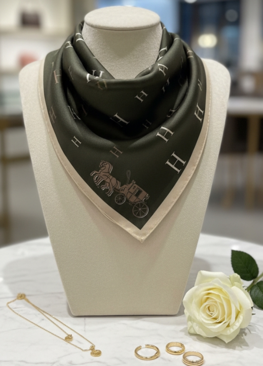 Silkeskjerf Bandanas - Armygrønn "H"