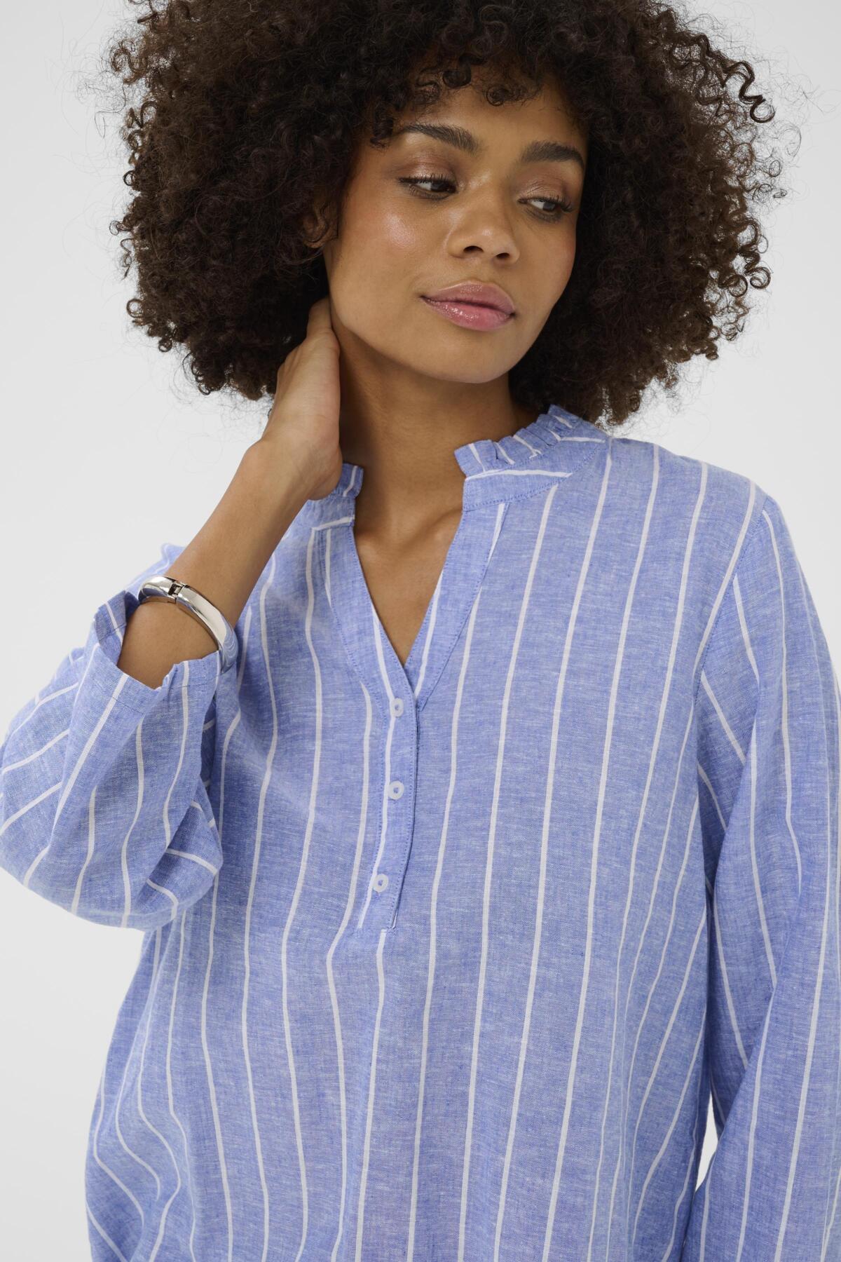 Culture CUarletty Blouse - Powder Blue/Gardenia Stripe