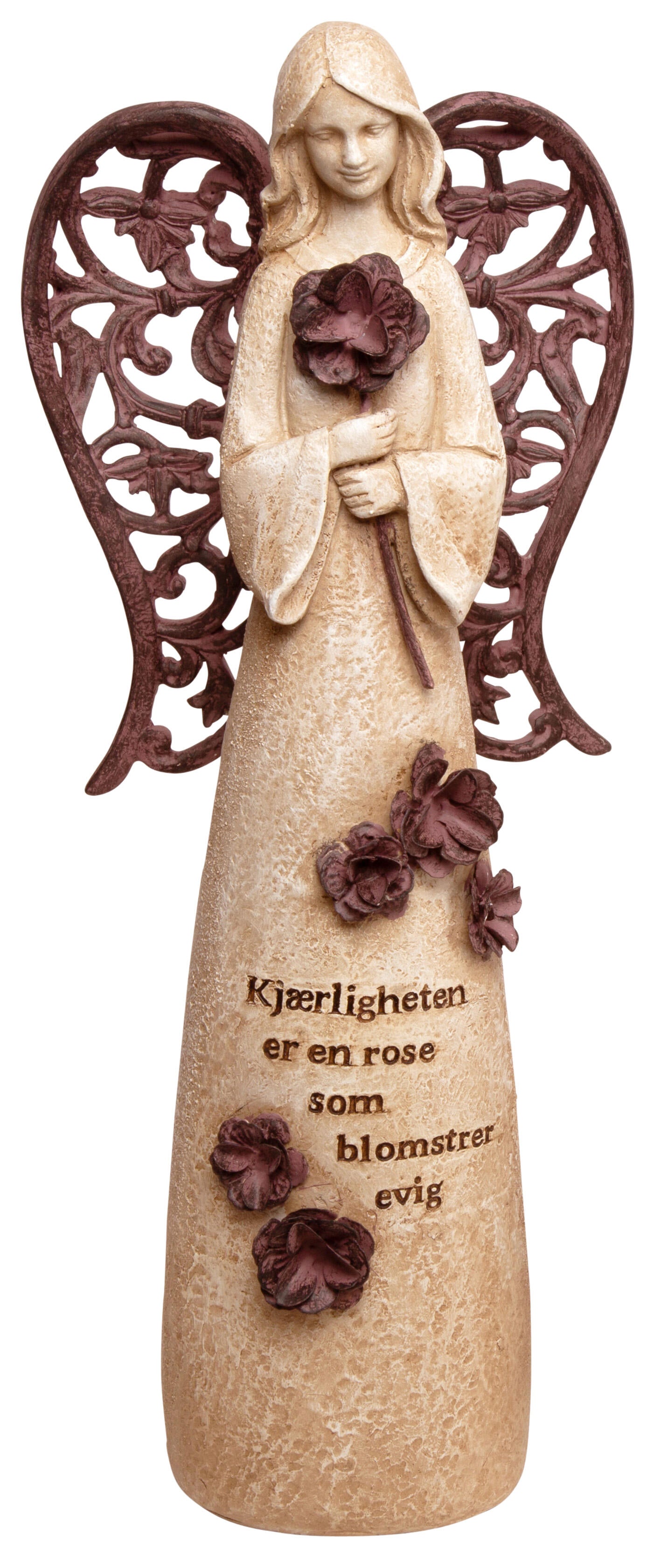 Engel Beige/Brun m/rose Kjærlighet 34cm