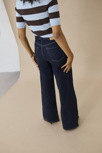 Kaffe Clothing KAmeadow HW Reg Fit Jeans Dark Blue Unwashed Denim 32 tommer