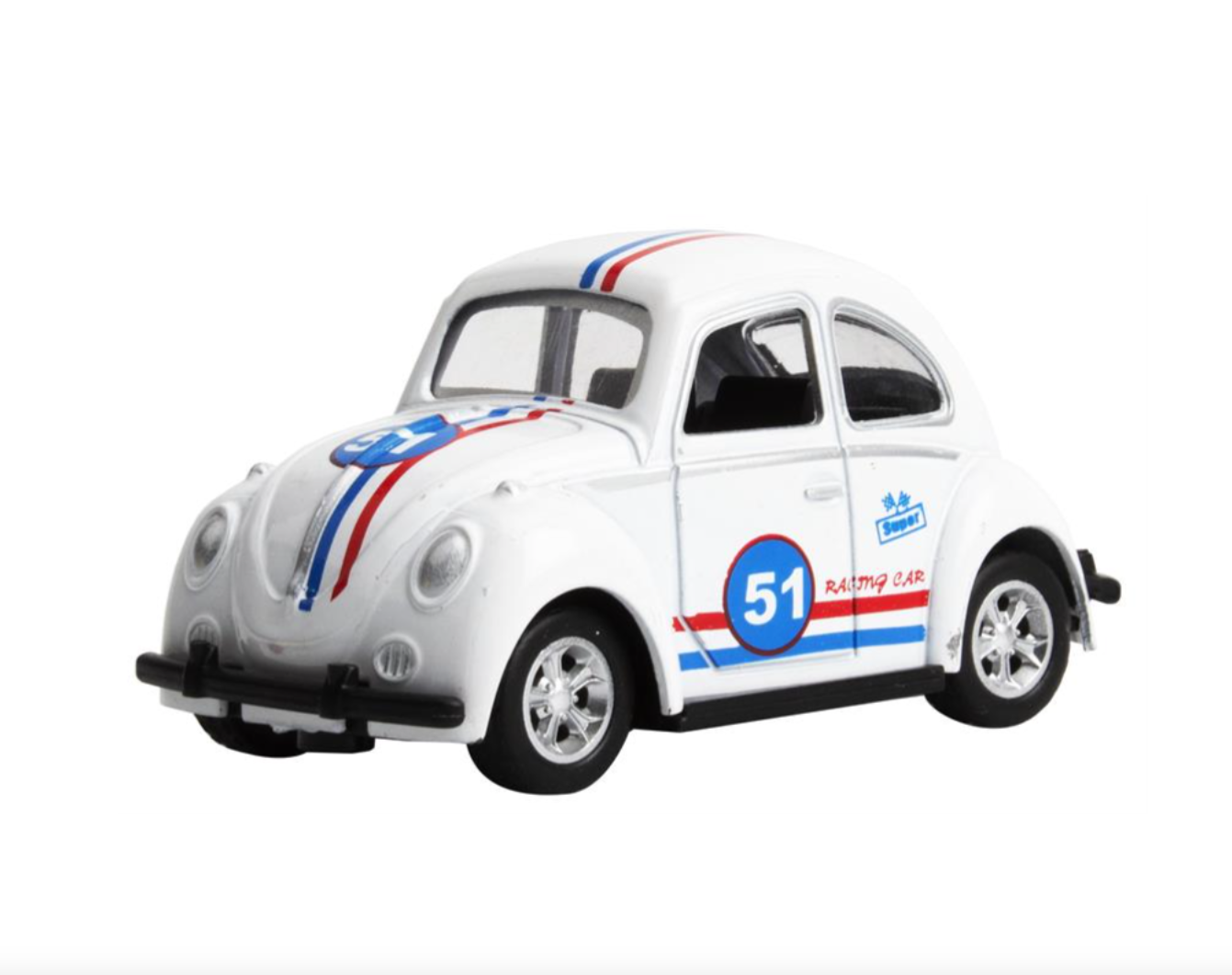 VW Boble Herbie med trykk og pull-back, 6 assorterte farger
