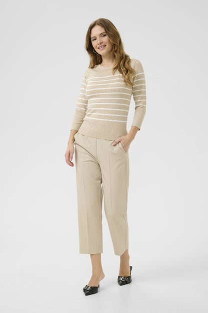 Kaffe Clothing KAlizza Boatneck Pullover Feather Grey Melange/Chalk Stripes