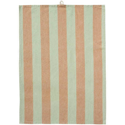 Ib Laursen Kjøkkenhåndkle Linus med lysegrønne og lysebrune brede striper