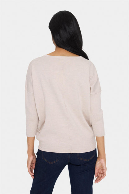 Saint Tropez MilaSZ R-Neck Pullover Gray Morn Melange