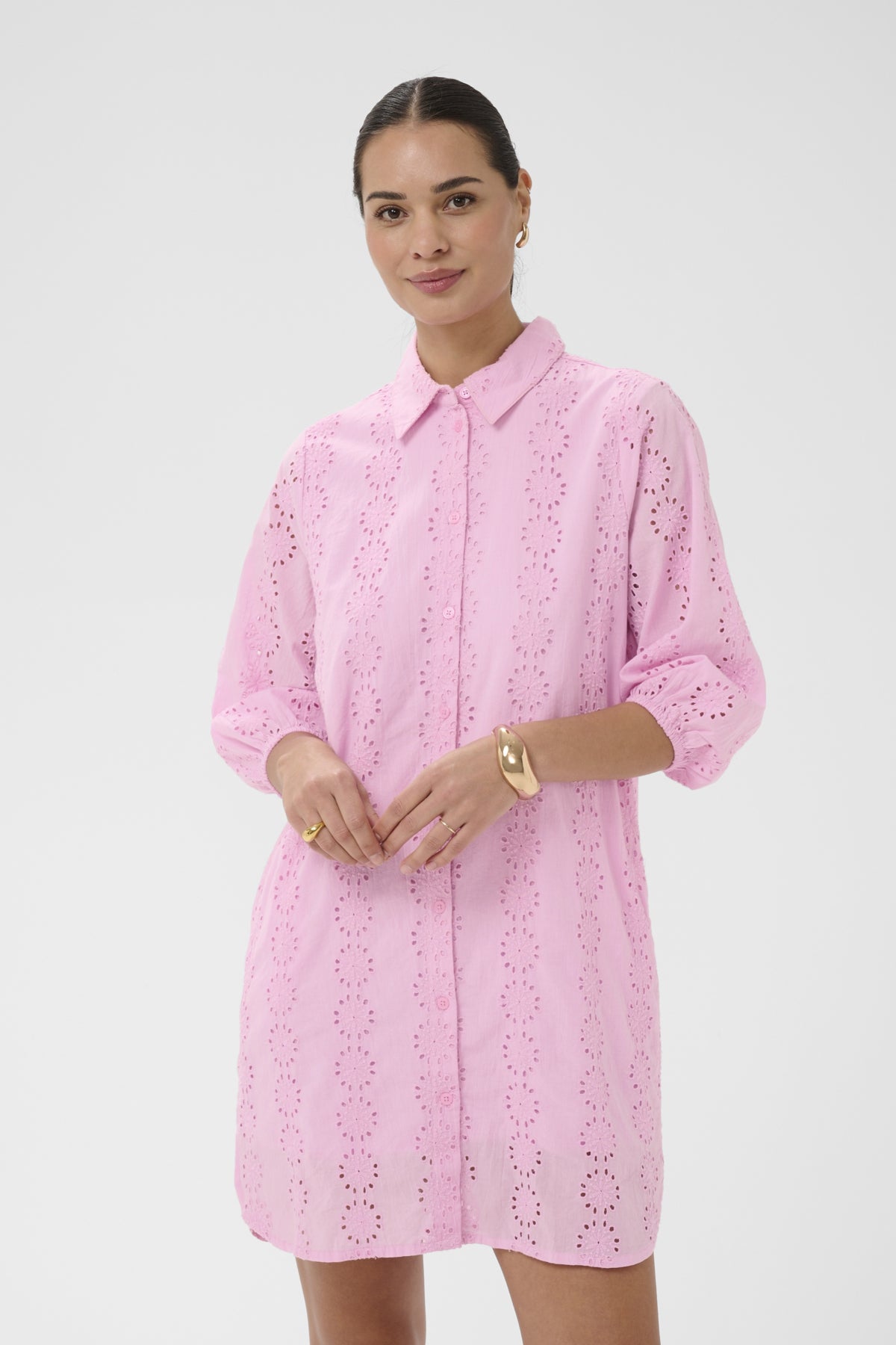Kaffe Clothing KAdona Shirt Dress Pink Frosting