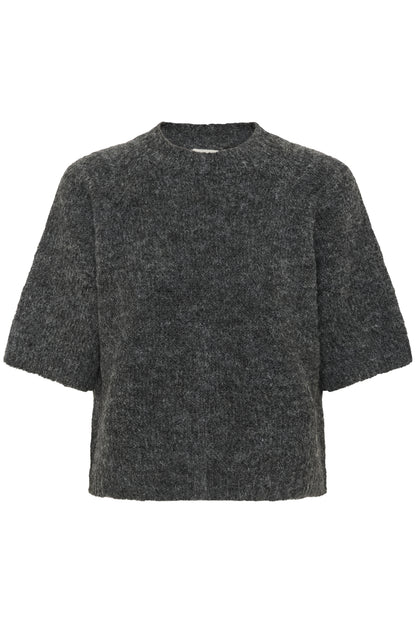 Kaffe Clothing KAemilie Cropped Knit Pullover Dark Grey Melange