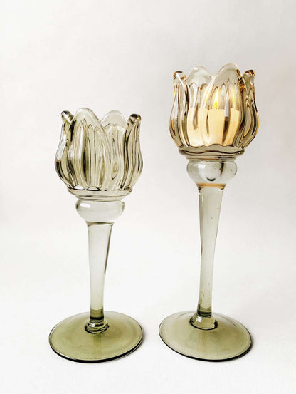 Trend Design Lysglass blomst h 18,5 cm grønt