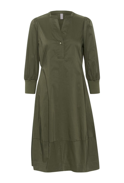 Culture CUantoinett 3/4 Sleeve Dress Burnt Olive