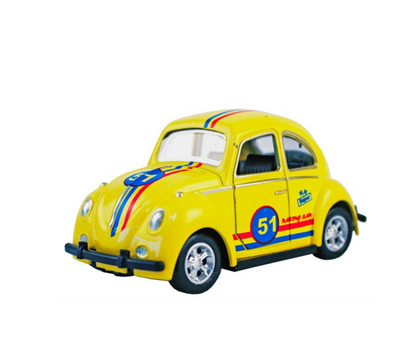 VW Boble Herbie med trykk og pull-back, 6 assorterte farger