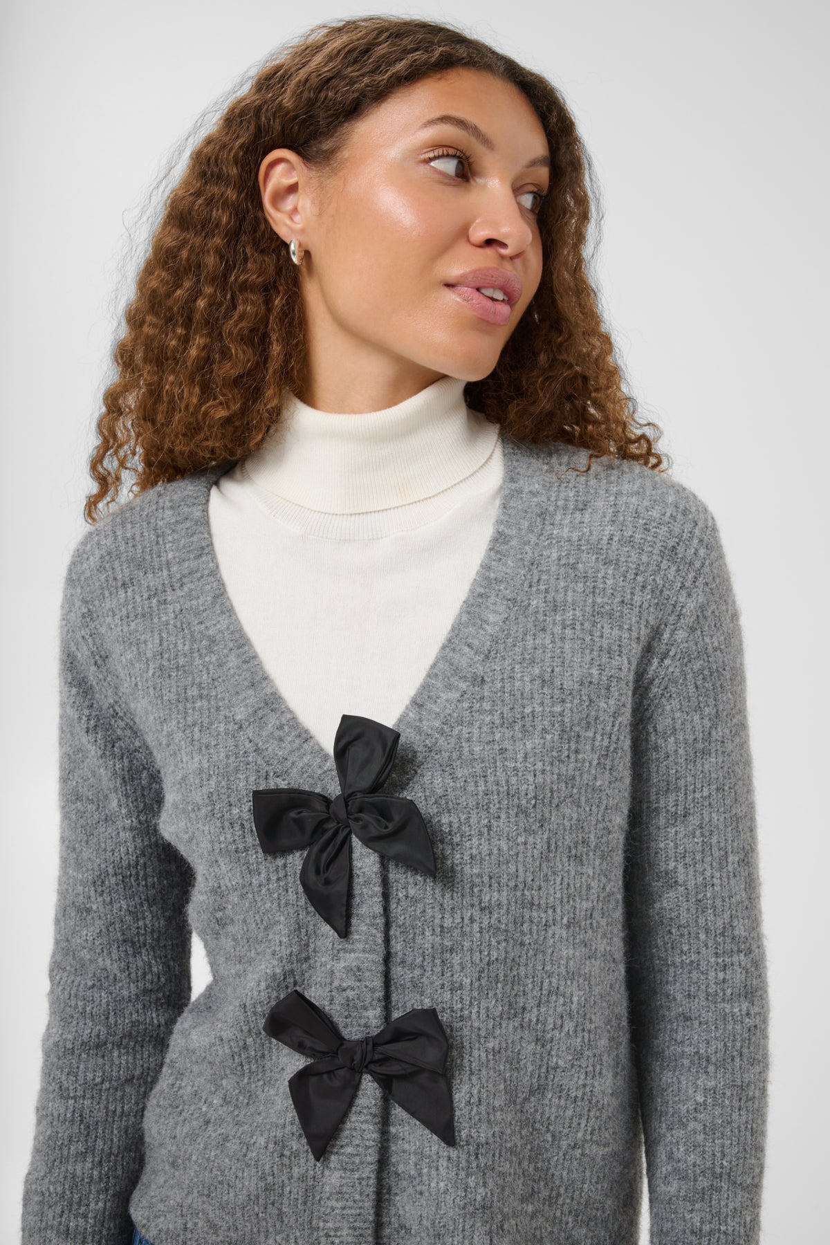 Kaffe Clothing KAmay Knit Cardigan Grey Melange