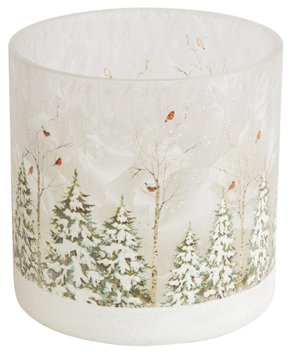 Lysglass Frostet Skog M/Dompapp 15x15cm