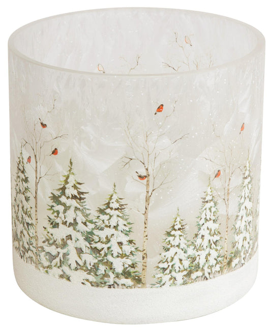 Lysglass Frostet Skog M/Dompapp 15x15cm