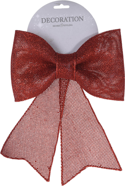 Sløyfe Rød M/Glitter 24x22cm