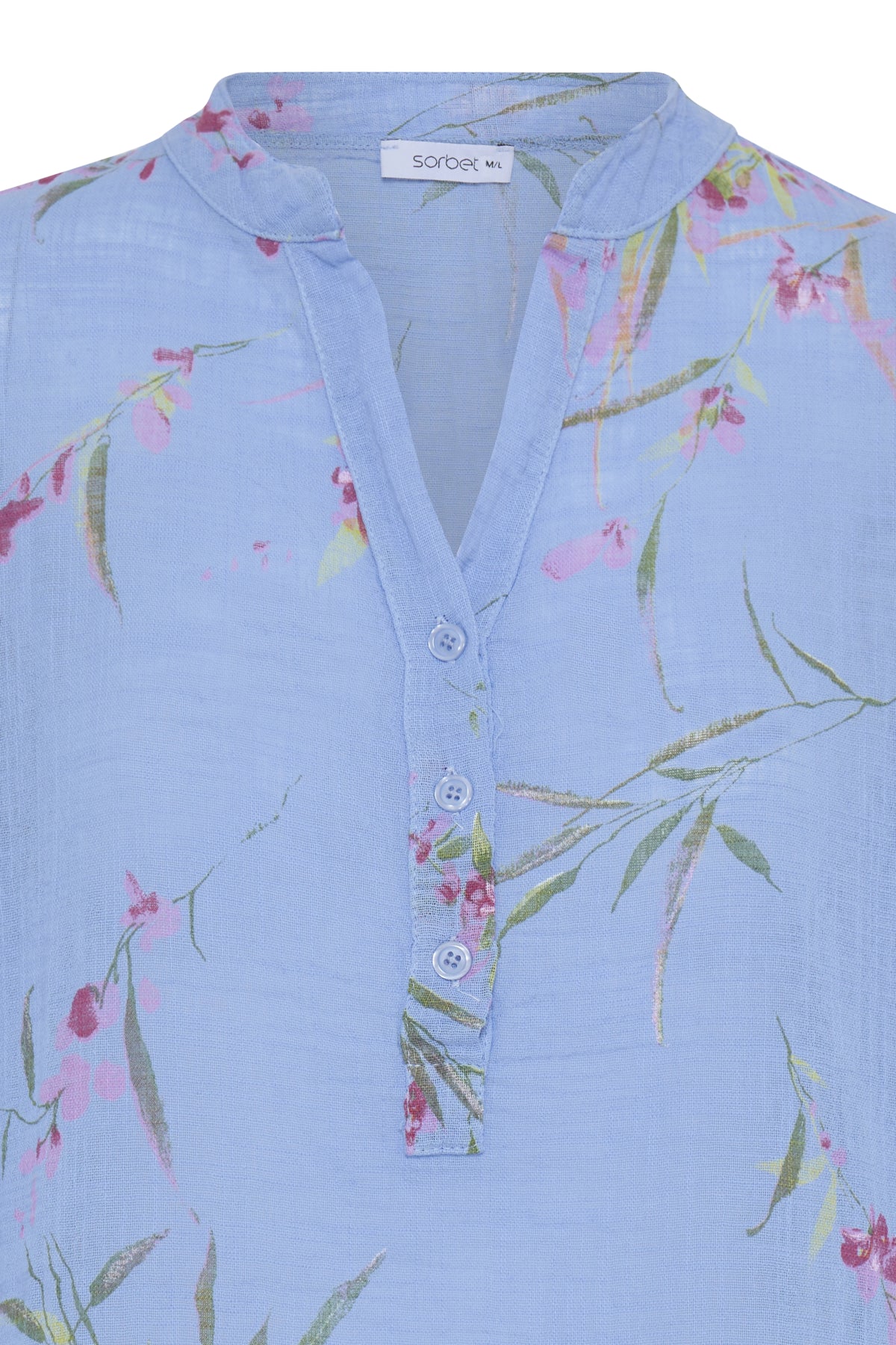 Sorbet SBalexa – Himmelblå bluse med blomsterprint
