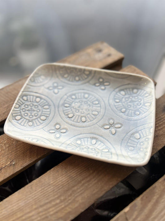 Wonki Ware Firkantet Serveringsfat/Tallerken Gråblå