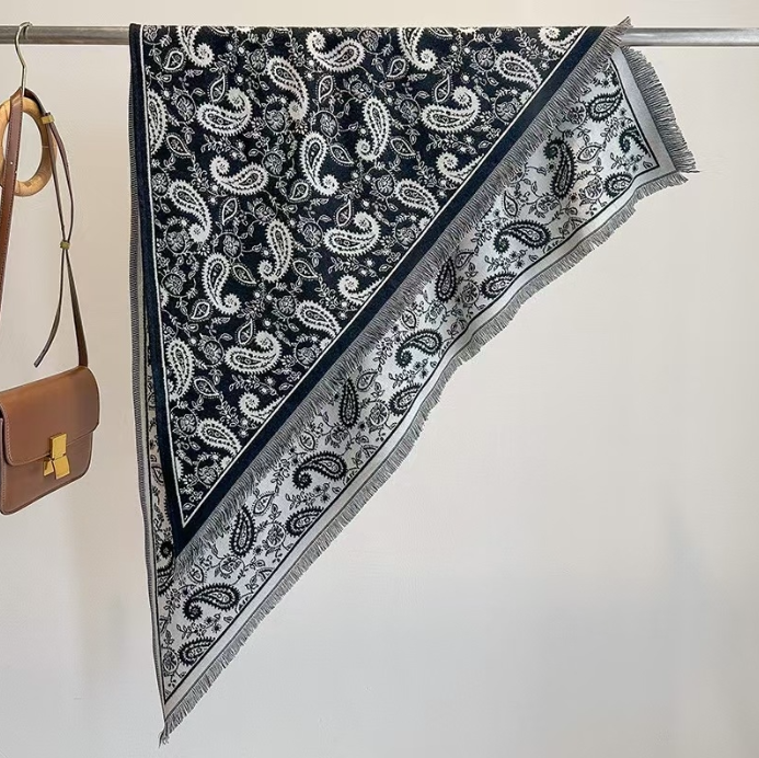 Skjerf Nepal Rag Sort/Hvit
