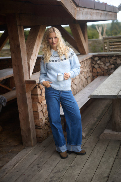 Kaffe KAberta Pullover Blue Melange/Grey/Chalk
