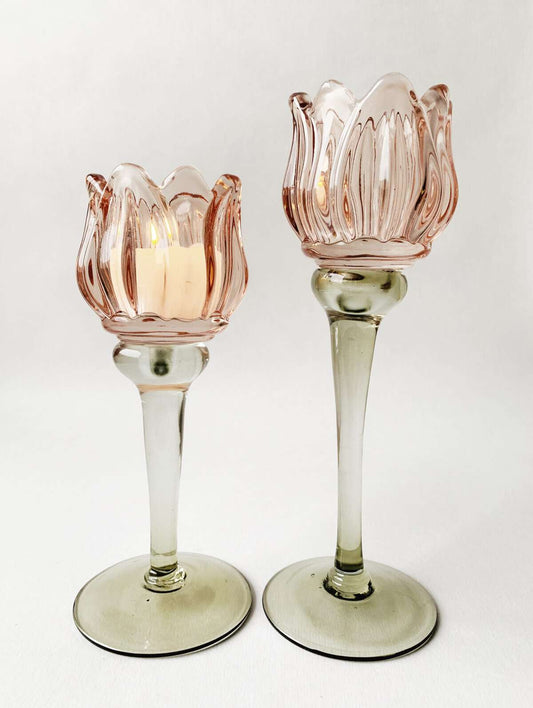 Trend Design Lysglass Blomst H:18,5 Cm Rosa