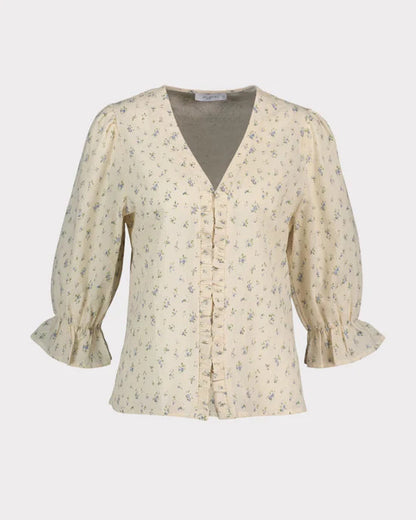 Floyd Serena Ria – Kremhvit bluse med rysjedetaljer
