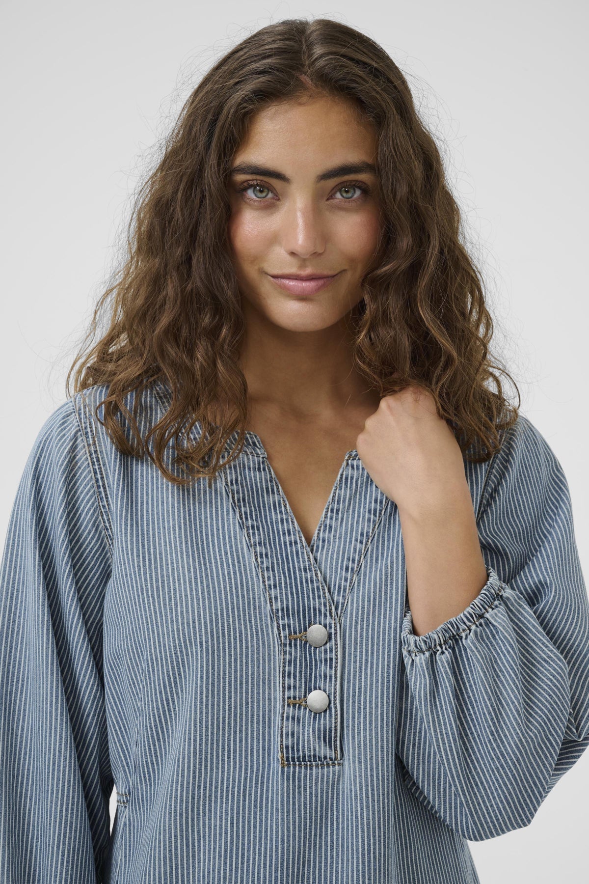 Culture CUayna 3/4 Sleeve Dress Blue/White Stripes