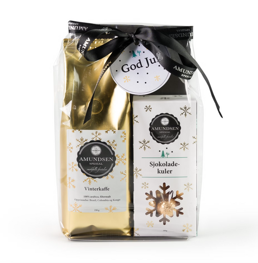 Amundsen Spesial Eksklusiv gavepose: Kaffe 250 g og sjokoladekuler