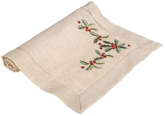 Løper Lin Brodert M/Kristorn 40x140cm