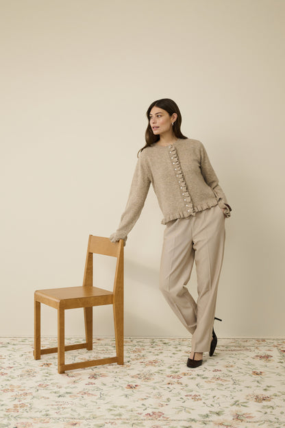 Culture CUjulietta Frill Cardigan Dune Melange